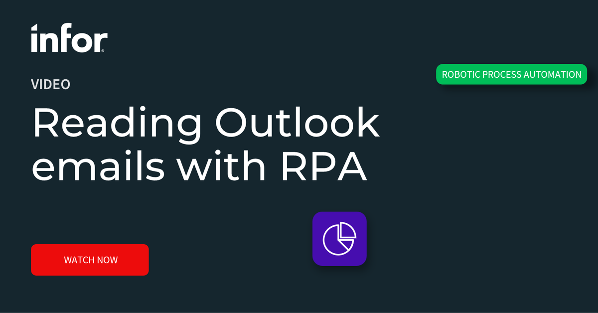 Use Infor RPA to read Outlook emails for you. Learn how to create this automation workflow in our latest tutorial: youtube.com/watch?v=uaGsqG…

#EnterpriseIntegration #InforRPA #InforOS #Infor #RoboticProcessAutomation #WorkflowAutomation bit.ly/3VvNMmc