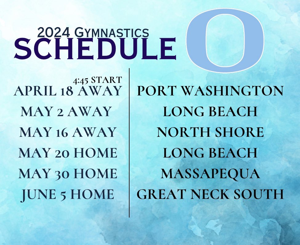 Spring 2024 OMS Gymnastics Schedule @osdAthleticdept @OMS_NY