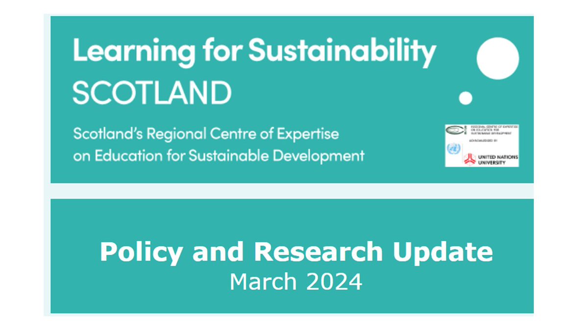 Interested in #policy and #research relating to #LearningforSustainability? Check out our latest quarterly summary of the latest news from #Scotland, the rest of the #UK, and #internationally. tinyurl.com/b6wdme2x #LfSforALL #target2030 @ScotGovEdu @SEICollab @LocalPeopleLead