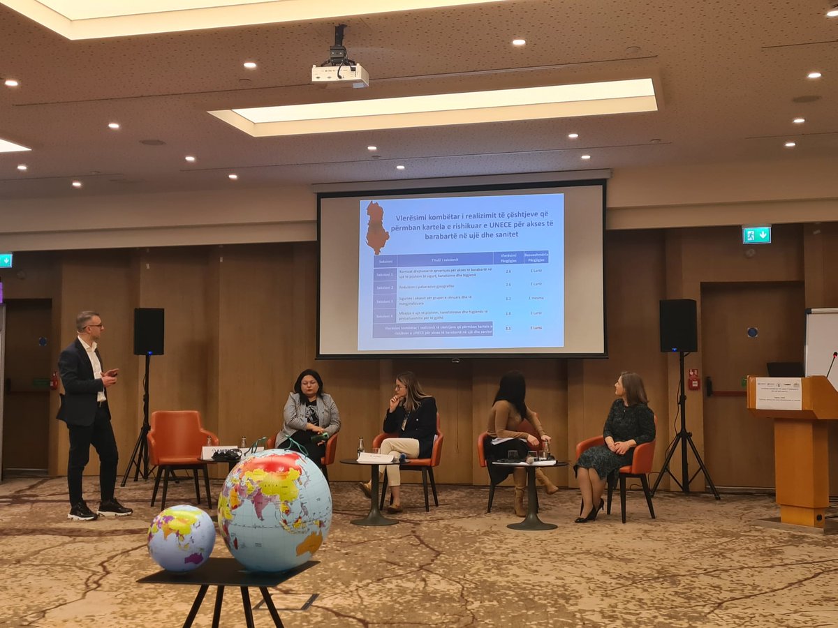 UNECE_Water's tweet photo. Today, #Albania🇦🇱, under the leadership of the National Water Resources Agency, discussed with key stakeholders initial results of the self-assessment on #equitable #access to #water and #sanitation undertaken under #ProtocolWaterHealth!
More on this work👉https://t.co/rcfQkyqOm8 https://t.co/CsQdT8xTbX