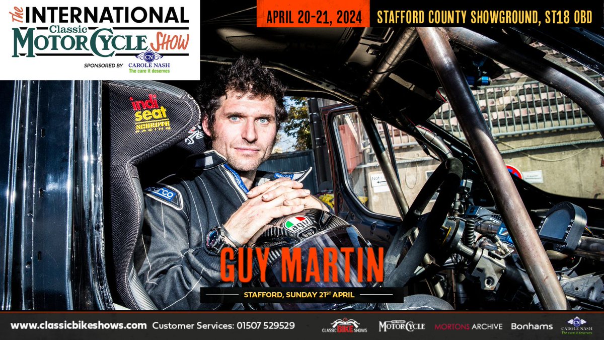 Guy Martin Official (@guymartinracing) on Twitter photo Join Philip McCallen on 20th April and Guy on the 21st April at The International Classic MotorCycle Show sponsored by Carole Nash. Get your tickets at classicbikeshows.com <a href="/classicbikeshow/">ClassicBikeShows</a> Join Philip McCallen on 20th April and Guy on the 21st April at The International Classic MotorCycle Show sponsored by Carole Nash. Get your tickets at classicbikeshows.com <a href="/classicbikeshow/">ClassicBikeShows</a>