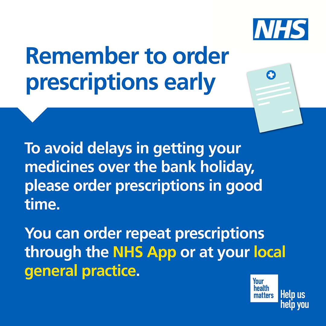 With the Easter bank holidays approaching, make sure you order your repeat prescription in advance. For more information on how to do this, visit loom.ly/OvTlEb8