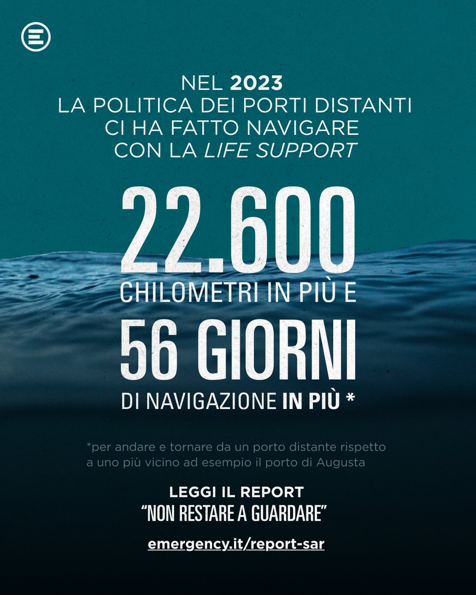 Oltre 22.000 km percorsi inutilmente, con tutto ciò che ne consegue: costi più alti, meno possibilità di essere dove saremmo serviti di più, giorni in più di navigazione per le persone soccorse, già stremate, che dovrebbero sbarcare il prima possibile. emergency.it/report-sar/