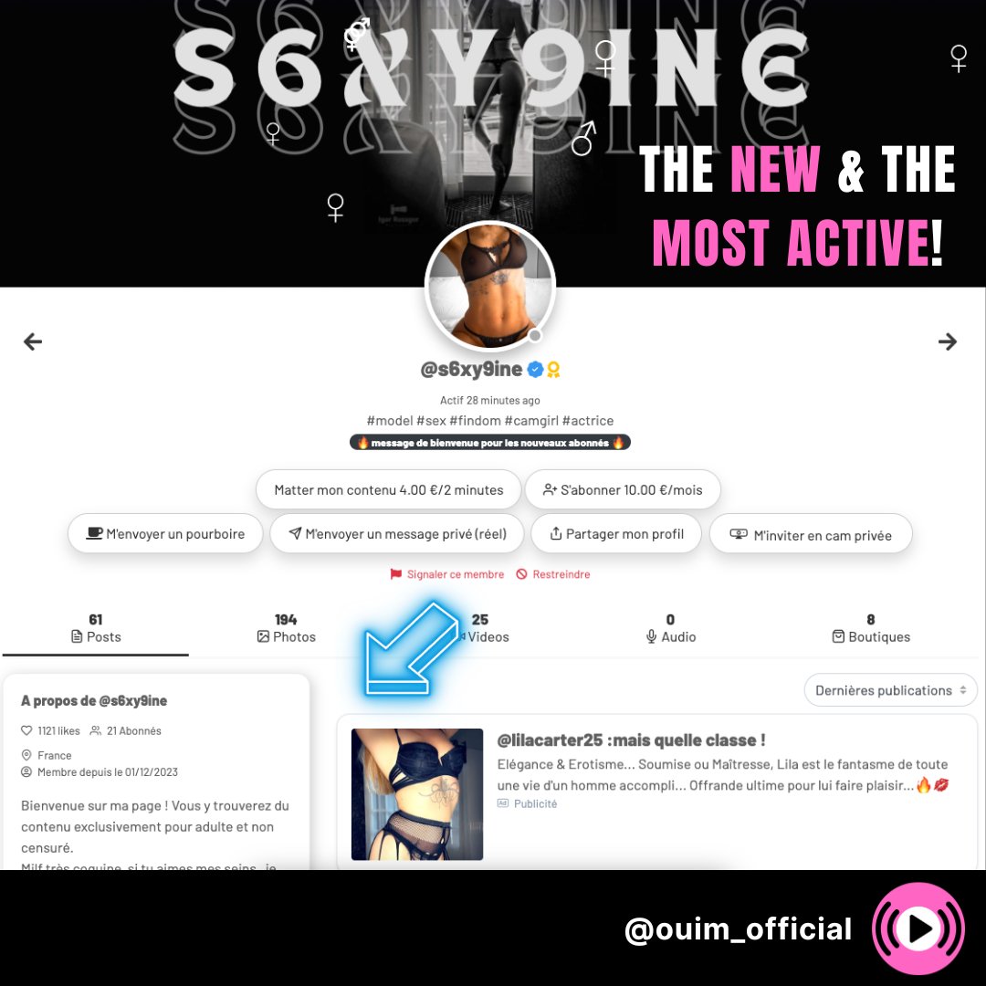 ouiM_official's tweet photo. Voila ! One more example! If you are ACTIVE or NEW on https://t.co/mIFHhPlC9P, you will get your lucky spot on this banner. You will not be missed🤩😊
In this post @s6xy9ine @lilacarter25 #ouiM #ouiMeuse #BeMyFan #BeMy_ouiMeuse #ContentCreator #NGOT
@PartageDefiHot @Sensual_Posts @LatinaBomba1 @Body_Art_be_fr @hotmodelsOMG @OrgasmicGroup @DLingeriesexy @CamaSutrax @lafrancecoquine @selfiespixy443 @y44_bap @fr_y44 @francaisessexy