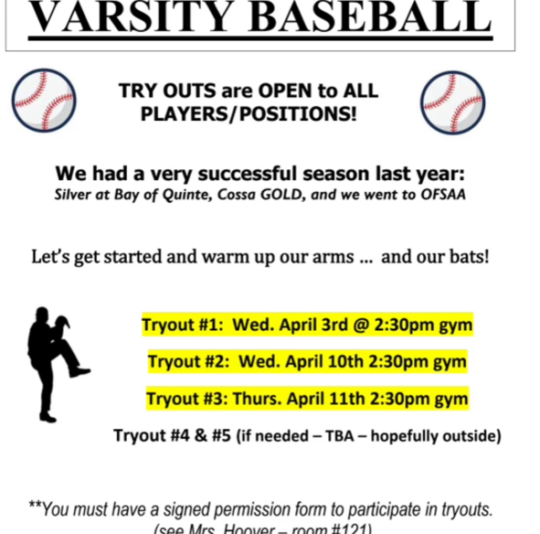 Interested In Baseball!  Tryouts are coming!