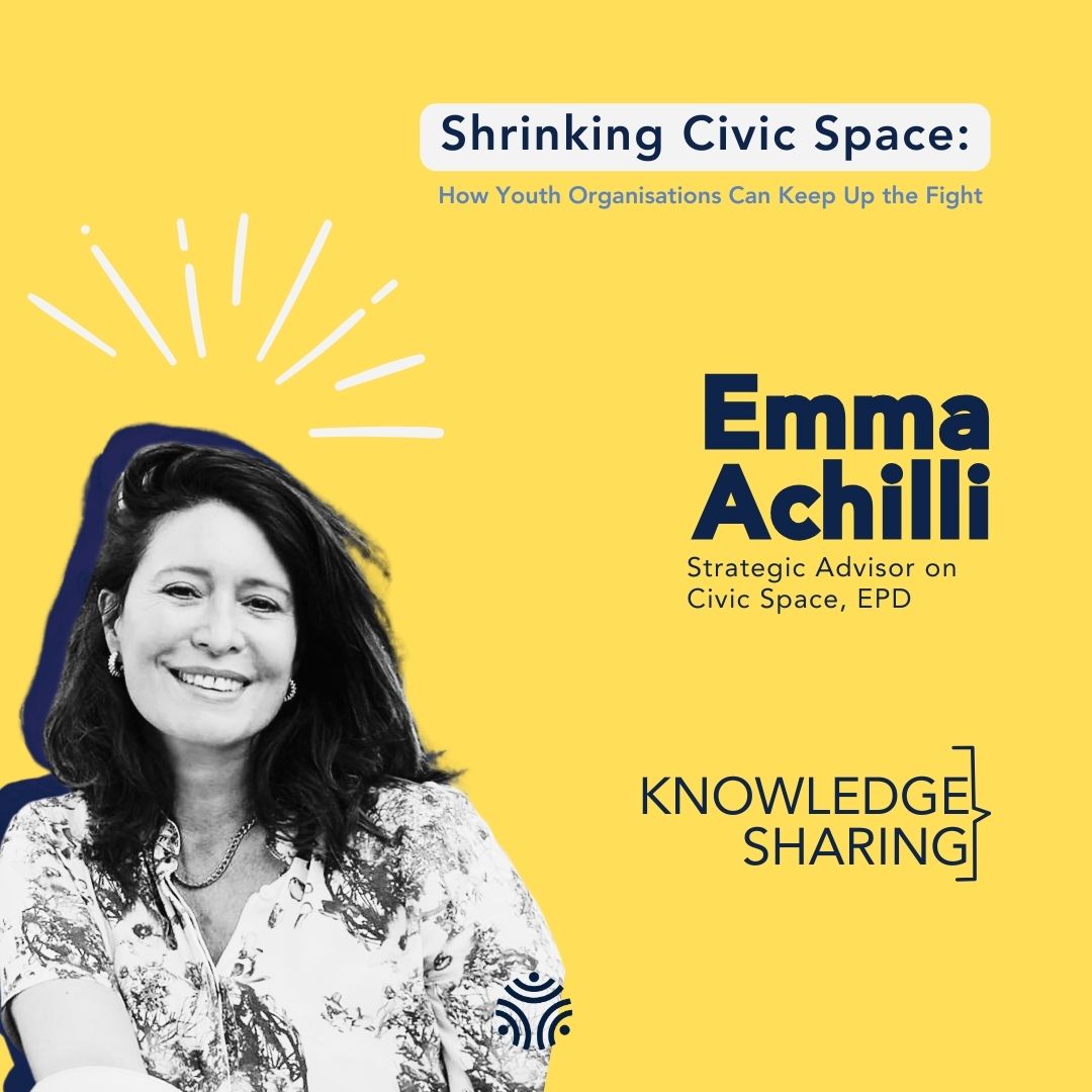 🗣️ Webinar on 2 April at 2 PM: Meet the speakers! Learn how to address shrinking civic spaces from Emma Achilli, EPD's Strategic Advisor on Civic Space and former head of the EU Office for Front Line Defenders. 📝 ow.ly/cVTn50QXCO0 #YouthDemocracyCohort #KnowledgeSharing