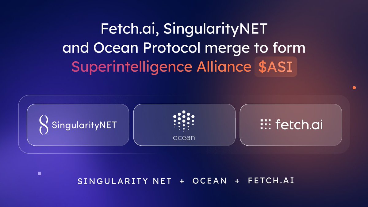 Fetch_ai's tweet image. We are proud to announce the Superintelligence Alliance ($ASI) 🧠

This announcement marks the merging of Fetch.ai, @SingularityNET, and @oceanprotocol into the single largest #decentralizedAI project in the world

Read the details 👇
fetch.ai/blog/fetch-ai-…