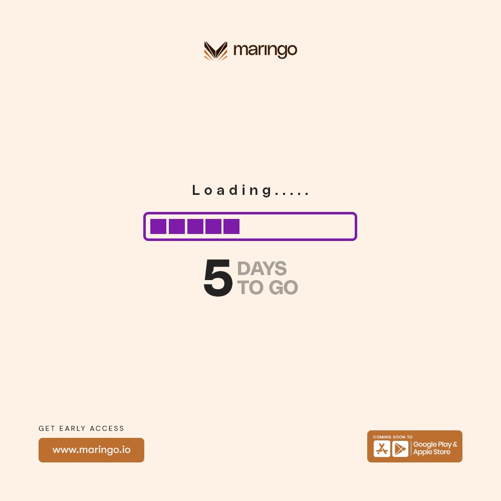 The countdown is on! ⏳
5 days left until we reveal what we've been cooking up.

Get ready to be part of the excitement!

#Maringo #5Days #CountdownToLaunch #happy #trending