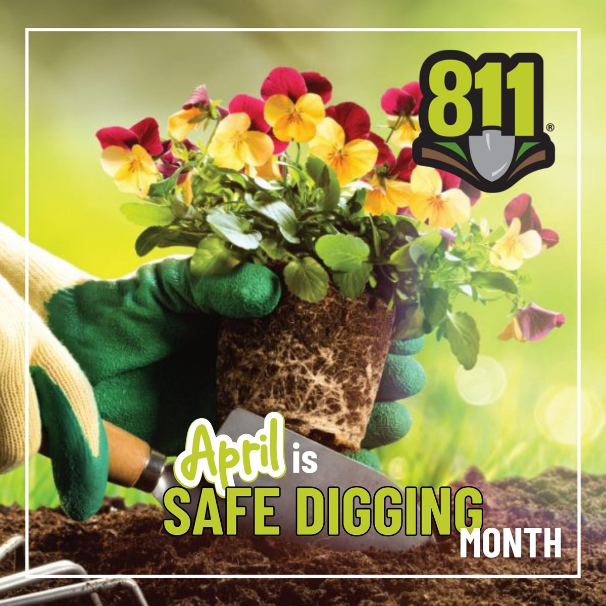 Our partner @JULIE1call reminds you that April is National Safe Digging Month. Planning any DIY projects this spring, remember to #Call811 before you dig or go to bit.ly/E-request. #JULIEBeforeYouDig #Call811 #Celebrating50years