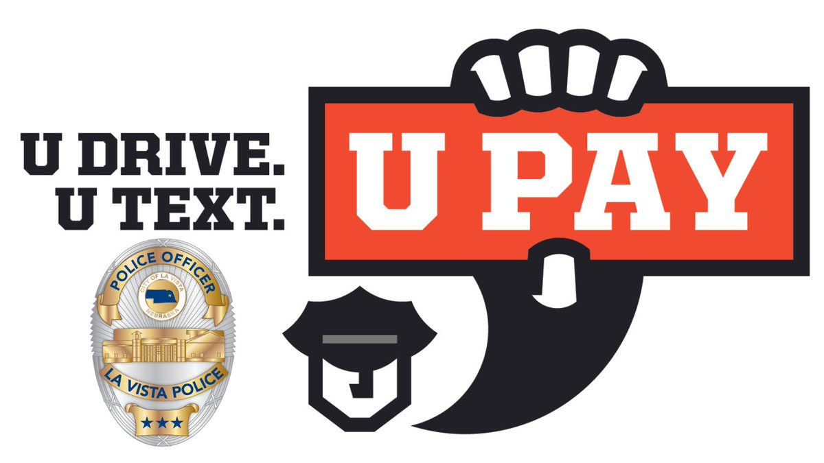 <a href="/lavistapolice/">La Vista Police</a> will be participating in the "U Drive, U Text, U Pay" enforcement mobilization April 1st- 8th with the goal of reducing injury and fatality crashes due to distracted driving.  Put it down while driving...or expect a ticket! <a href="/CityofLaVista/">@cityoflavista</a> <a href="/NebraskaDOT/">Nebraska DOT</a>