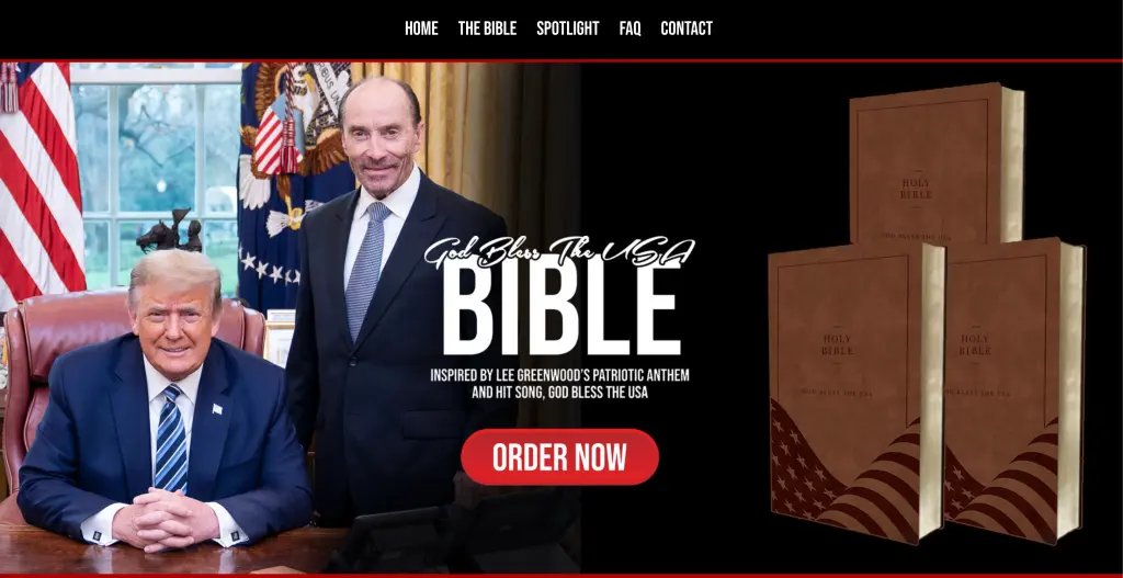 King Donald Bibles -- Order now! Only $59.99! Your $ goes directly to Trump's Porn Star Payoff legal fees. God loves Donald! (Most of us think he's an asshole.) #MAGACult #CrookedChristians