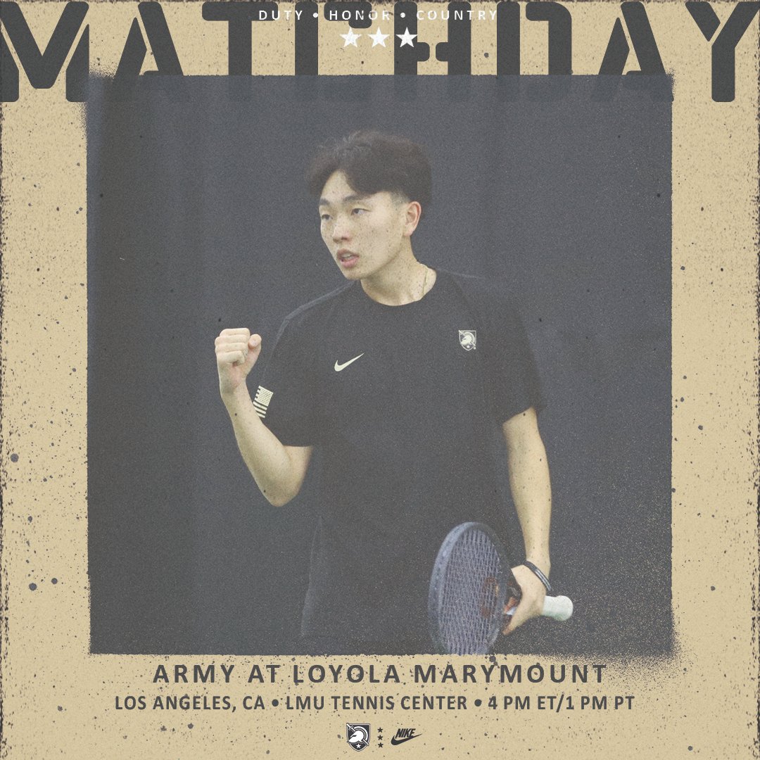Another opportunity out in California today 🫡 🆚 Loyola Marymount ⏰ 4 PM ET / 1 PM PT 📍 Los Angeles, CA 🏟️ LMU Tennis Center 📊 ioncourt.com/ties/6604239f5… #GoArmy