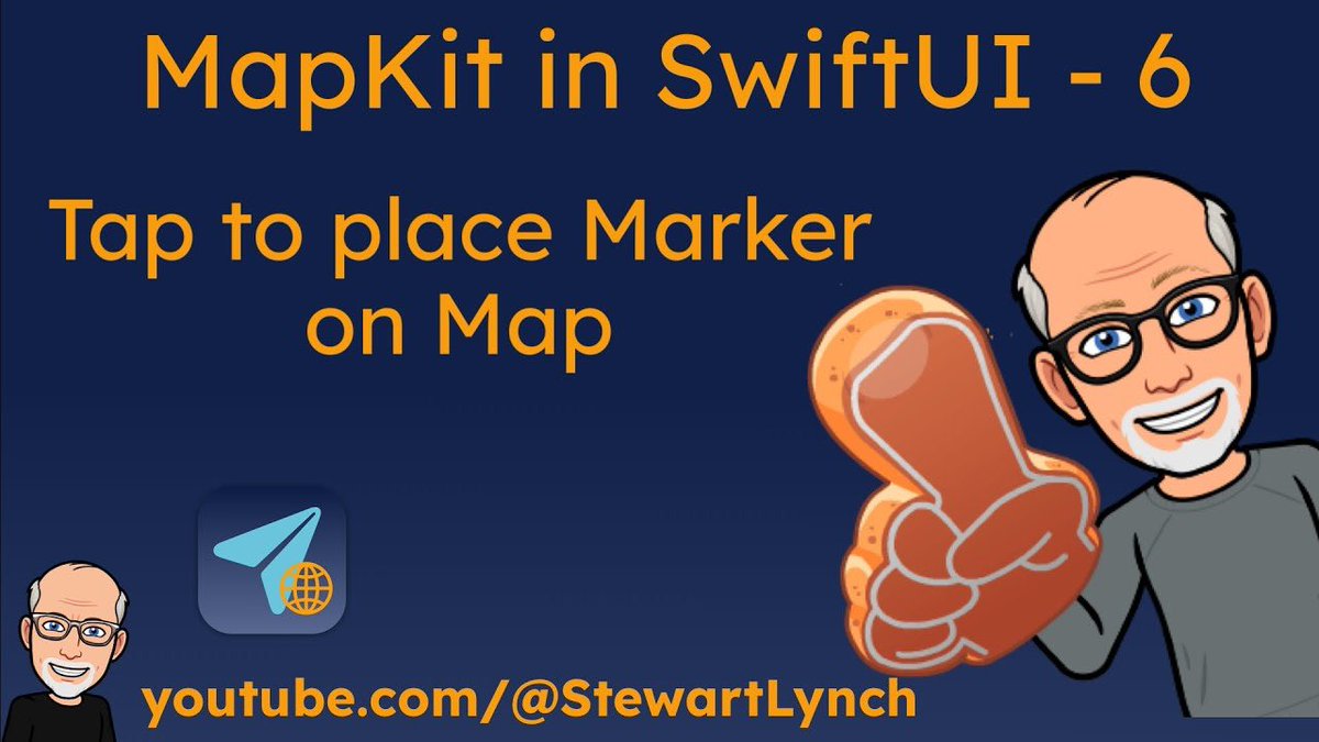 StewartLynch's tweet image. Video #6 of 10 in series. Instead of searching for sites to place markers on a map, let me show you how you can tap to place a marker with #MapKit in #SwiftUI.  To be continued on Sunday. Update your trip destinations with hand picked locations. youtu.be/jjm8WOn0Xhk