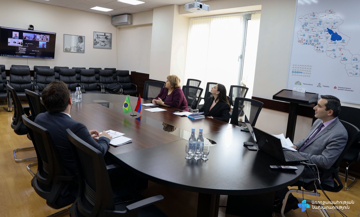 🤝Virtual meeting between🇦🇲and🇧🇷on cooperation in PublicHealth and medical sciences. The technical teams discussed the review and evaluation of the objective and areas of cooperation (Pharmaceuticals, Medical emergency response, Cardiac surgery, etc.)