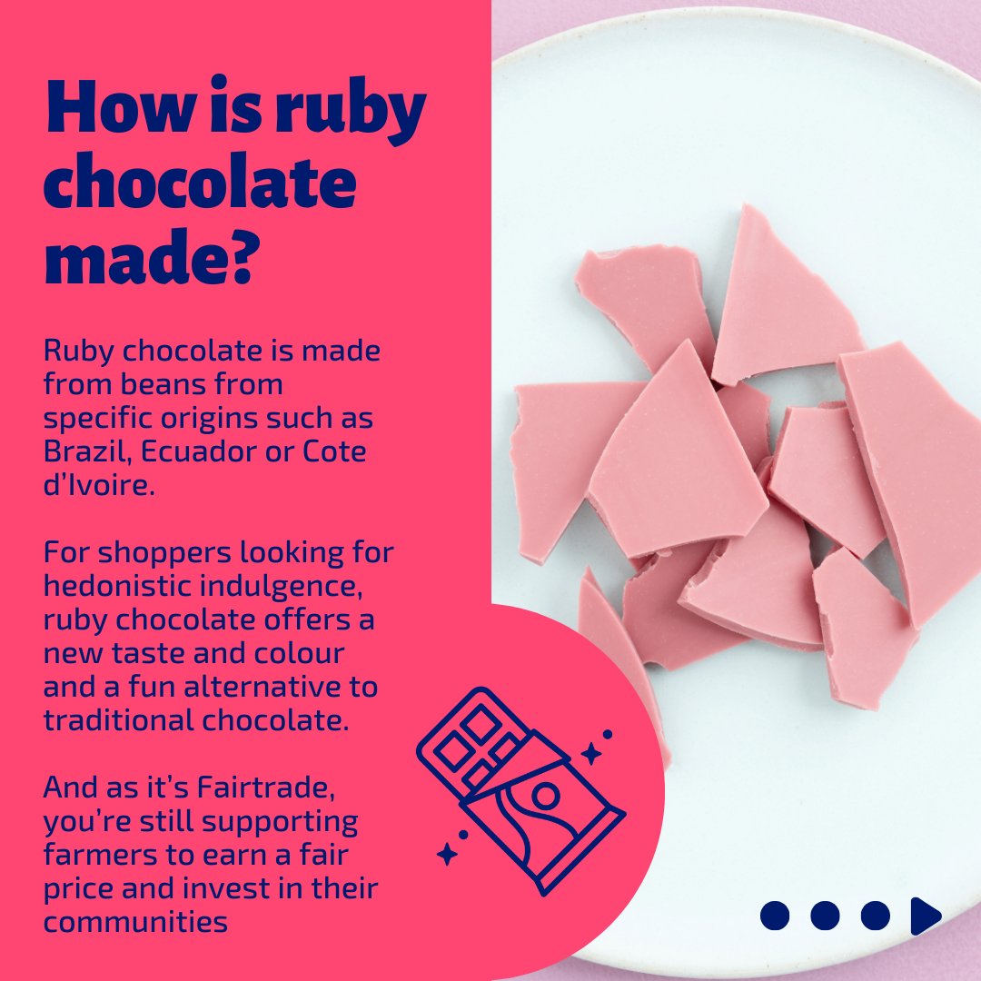 Make this Easter egg-stra special with @AldiUK's first Fairtrade ruby egg 💎 🥚 🍫 The stunning, hand-decorated ruby chocolate geometric egg features dried raspberry pieces and is made with Fairtrade cocoa 🐰