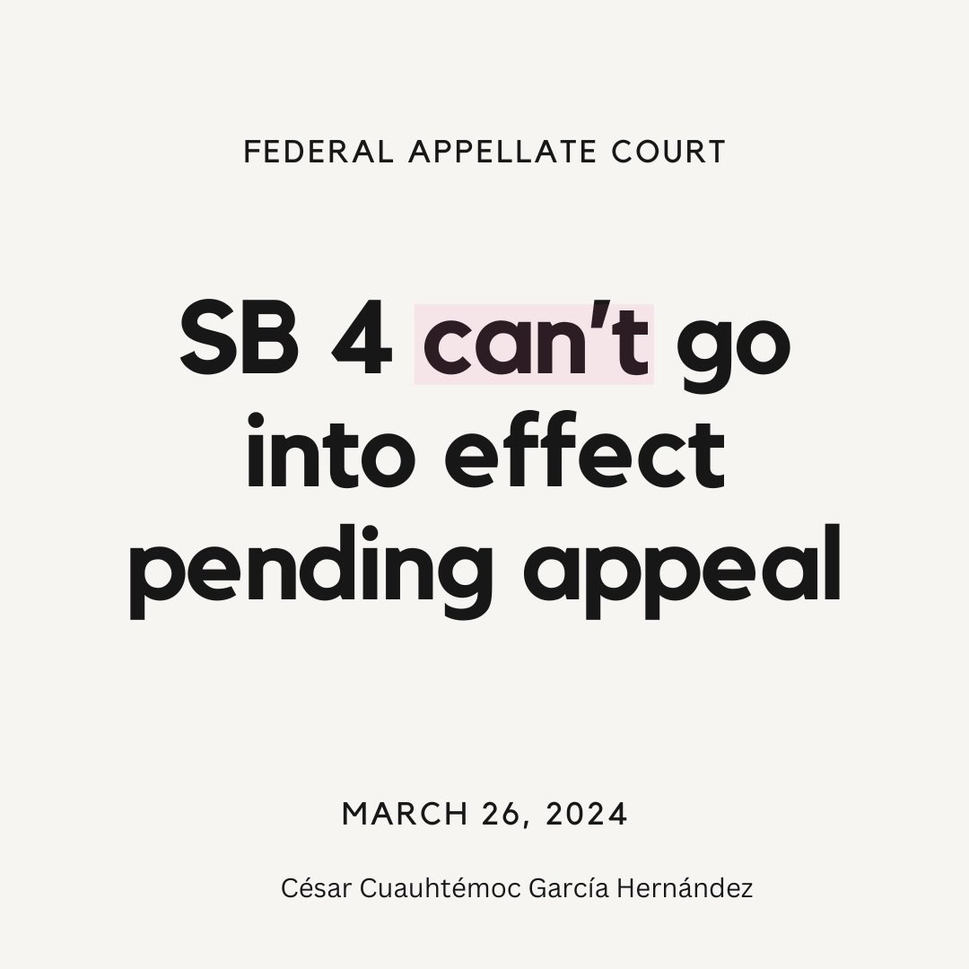 The Texas immigration law, Senate Bill 4, must remain on hold, a three-judge panel of the U.S. Court of Appeals for the Fifth Circuit concluded yesterday. The law most likely unconstitutionally impedes on the power that the Constitution assigns to the federal government.