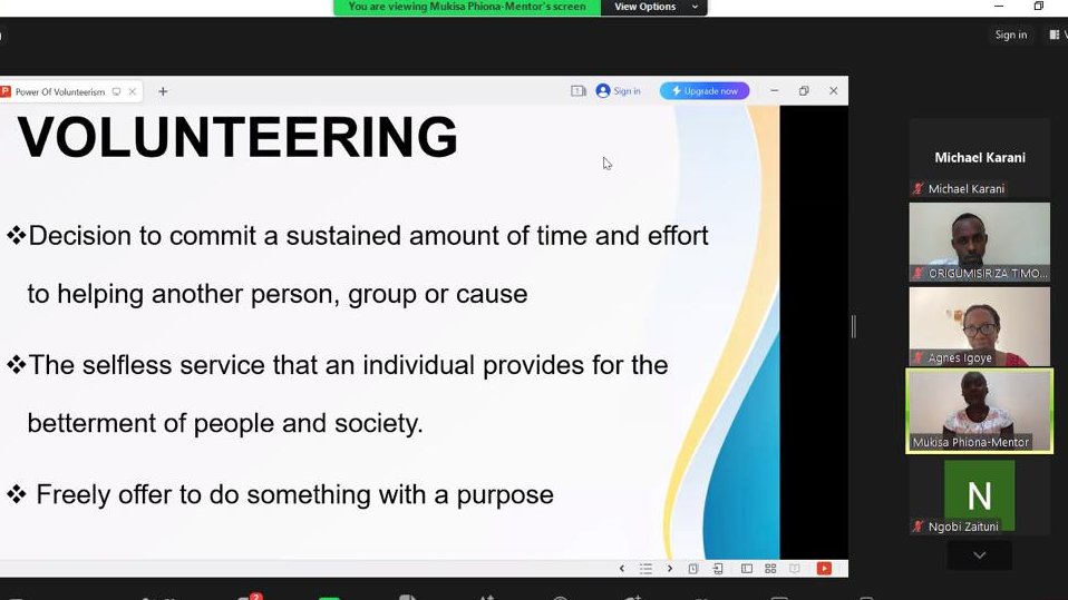 YPMP_Ug's tweet photo. She encouraged mentees to identify gaps &amp; understand the purpose of their volunteer activities to be impactful.  Volunteerism strengthens communities, expands networks, increases opportunities in the world market promotes self-efficacy, boosts social skills &amp; nurtures creativity https://t.co/cixv5AcYU9