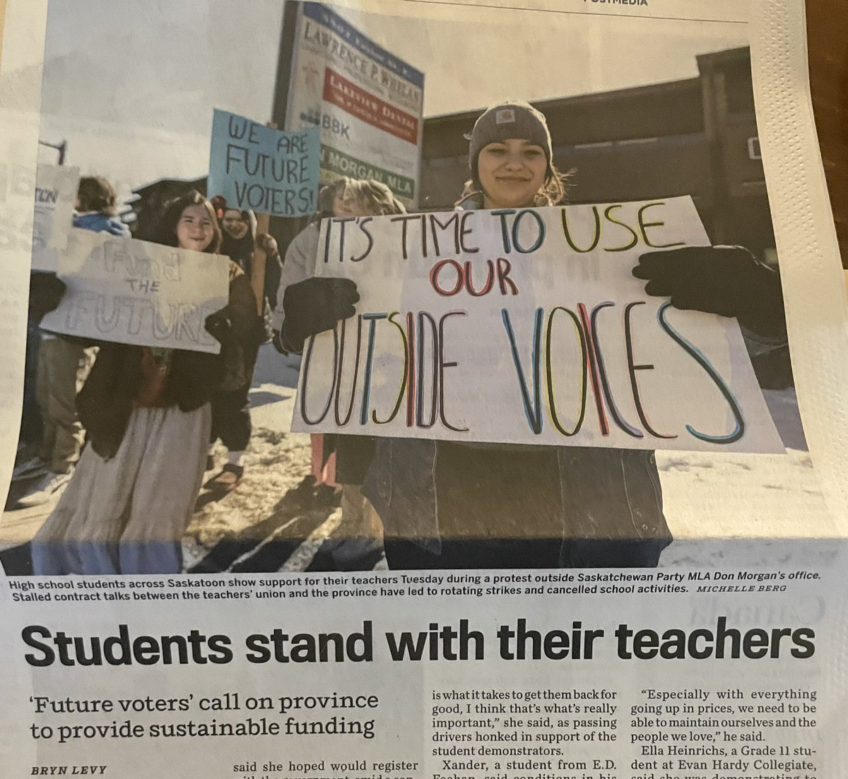 Beautiful headline in today’s (March 27th, 2024) Leader-Post.