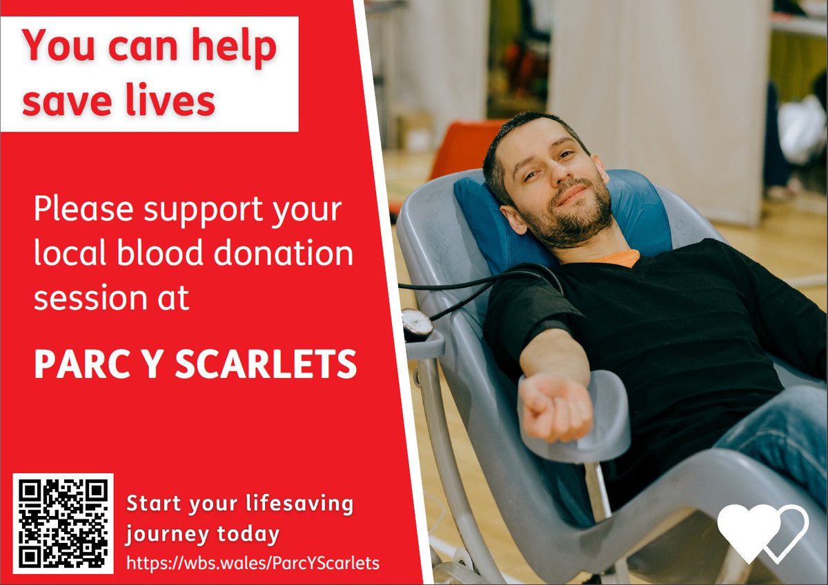 Parc y Scarlets (@official_parc) on Twitter photo In under 1 hour, you could save up to 3 lives by giving blood with <a href="/WelshBlood/">Welsh Blood 🏴</a> ❤️
📅 Make an appointment today: 🔗 wbs.wales/ParcYScarlets
Mewn llai nag awr, gallwch achub hyd at 3 o fywydau drwy roi gwaed gyda <a href="/GwaedCymru/">Gwasanaeth Gwaed Cymru 🏴</a> ❤️
📅 Gwnewch apwyntiad: 🔗 wbs.wales/ParcYScarlets In under 1 hour, you could save up to 3 lives by giving blood with <a href="/WelshBlood/">Welsh Blood 🏴</a> ❤️
📅 Make an appointment today: 🔗 wbs.wales/ParcYScarlets
Mewn llai nag awr, gallwch achub hyd at 3 o fywydau drwy roi gwaed gyda <a href="/GwaedCymru/">Gwasanaeth Gwaed Cymru 🏴</a> ❤️
📅 Gwnewch apwyntiad: 🔗 wbs.wales/ParcYScarlets
