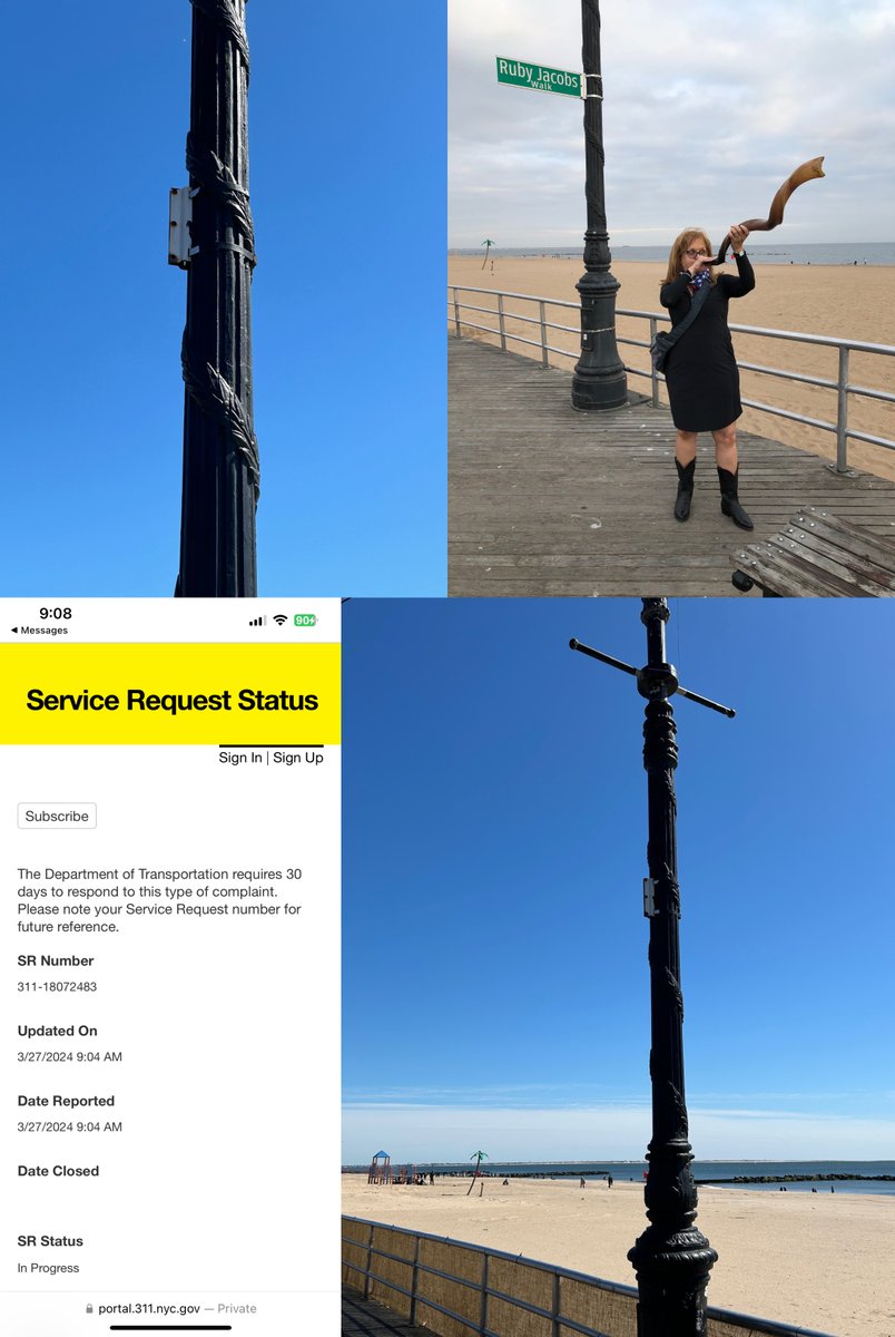 The sign for Ruby Jacobs Walk on the Boardwalk is missing! It was on a pole in front of @RubysBarGrill, whose founder it has honored since 2003. Today we sent a service request to @NYC_DOT but it can take 30 days for it be replaced. @JustinBrannan can you help fast track it?