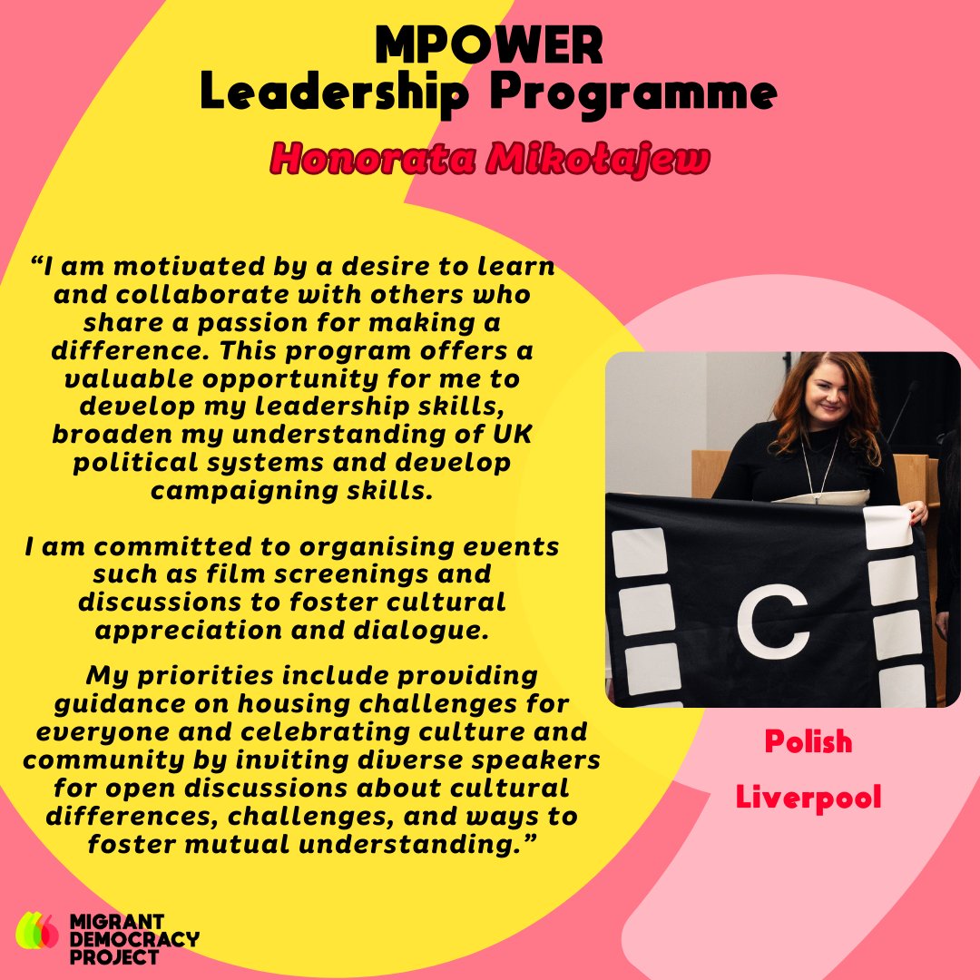 Say hello to <a href="/HonorataM/">Honorata Mikołajew (Cinema Social Club)</a> - one of our brilliant MPower Future Candidates. 📢

Already a community champion in Liverpool, organising film screenings to bring the community together to discuss social issues and take action, Honorata will be a fantastic councillor in the future!