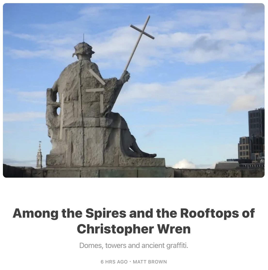 I've been on a few rooftops in my time. In this week's Londonist: Time Machine, I look at some of the hidden details on top of 5 famous Christopher Wren buildings londonist.substack.com/p/among-the-sp…