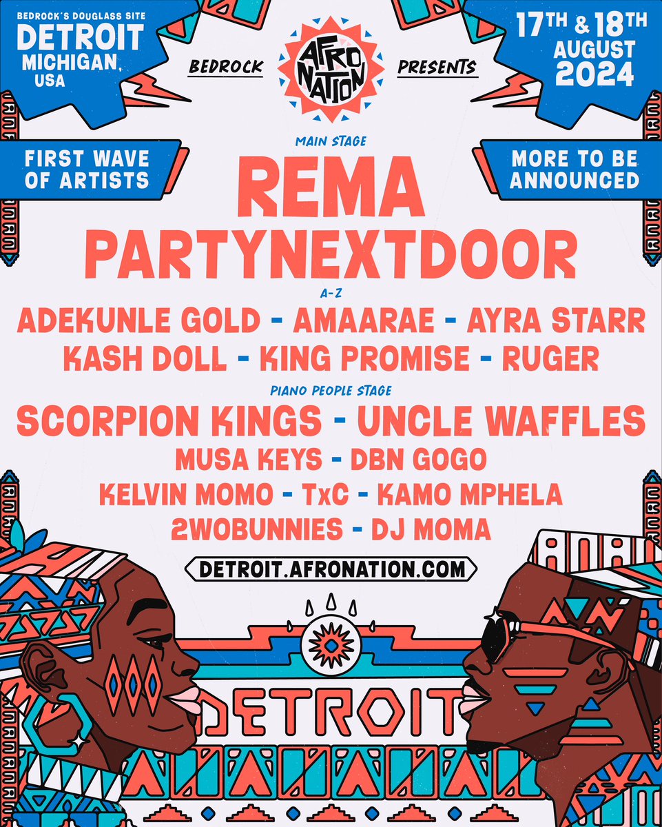 AfroNation Detroit 2024 First Wave Lineup.✨

King Promise & Amaarae On Bill🇬🇭