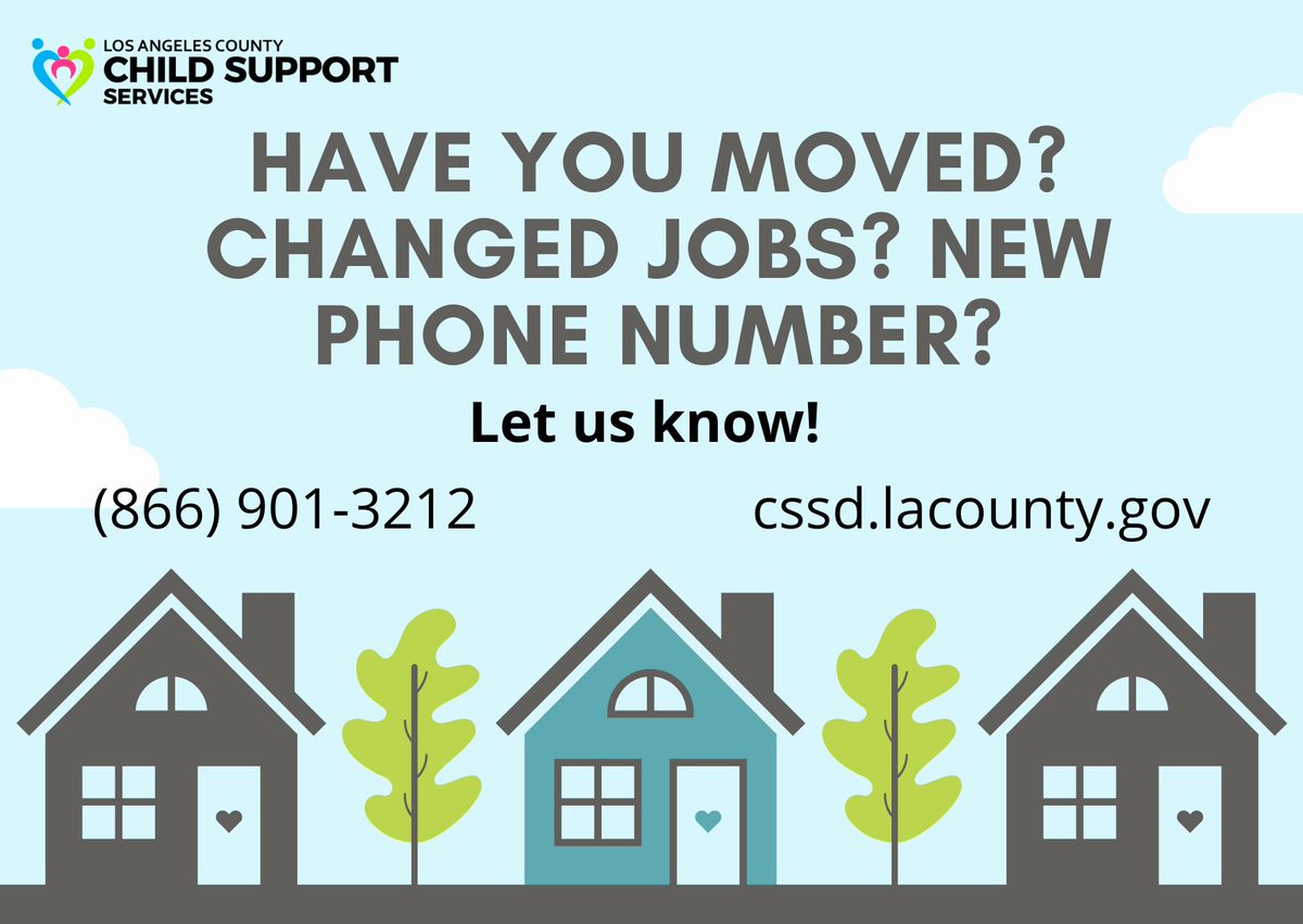 It is important that we have your current contact information. Ways to update your info: ✅ call or email your caseworker ✅ call (866) 901-3212 ✅ Live Chat with us @ cssd.lacounty.gov ✅ log onto Customer Connect @ childsupport.ca.gov #cssdla