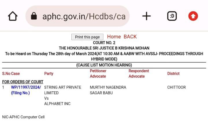 Google has arbitrarily suspended our YouTube accounts. All the String channels have been terminated. Now @String has approached Andhra Pradesh High Court. Adv @shashank_ssj has filed a Writ for String seeking restoration of our YouTube channels. Additionally, High Court has been…