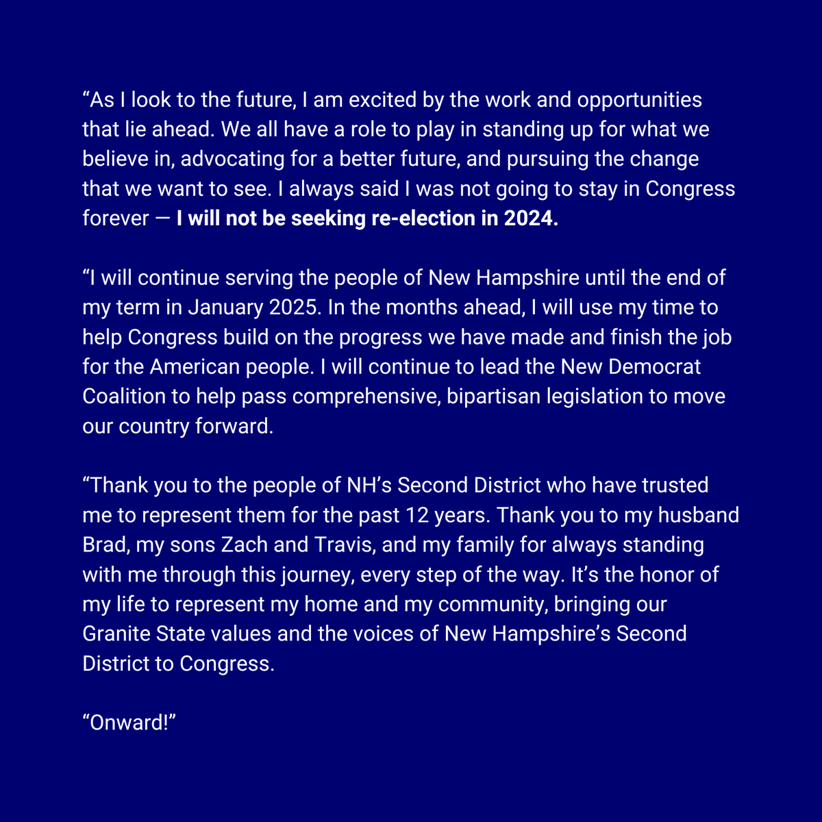 My full statement to the people of New Hampshire's Second Congressional District ⬇️