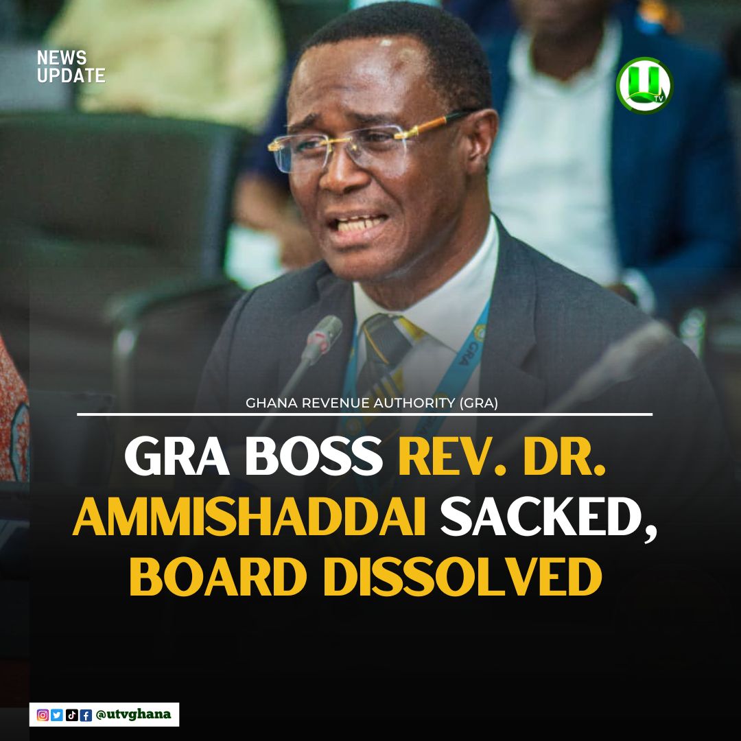 President Akufo-Addo has sacked Rev. Dr. Ammishaddai Owusu-Amoah from his role as the Commissioner-General of the Ghana Revenue Authority (GRA) with immediate effect as of Wednesday, March 27, and dissolved the GRA Board.

#UTVNews