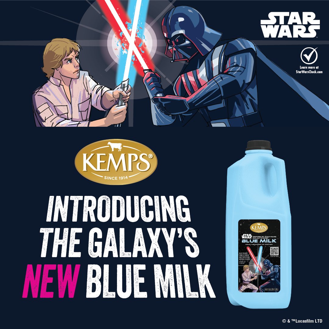Coming to a galaxy near you mid-April.

#Kemps #KempsCows #BlueMilk #StarWars