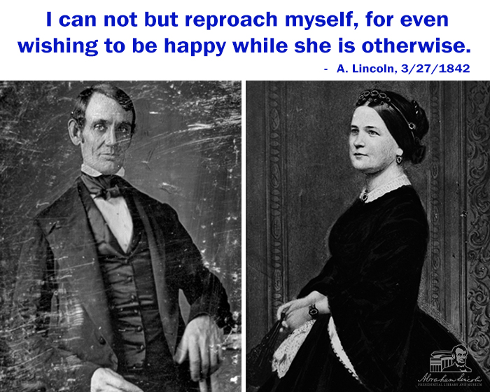 #AbrahamLincoln and Mary Todd broke off their first engagement at the start of 1842. They would reconcile and marry later in the year, but their split tore at Lincoln. 'That still kills my soul,' he said. #AbeSays Source: ow.ly/y4KU50R2T3x