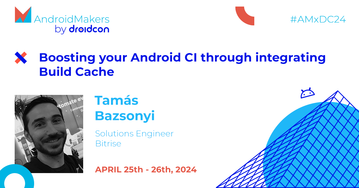 Don't miss @bazscsa at #AMxDC24 🗣✨ Make sure to join this talk to learn how you can start making use of a #BuildCache to achieve the fastest build performance in #Android. Read the full abstract here: androidmakers.droidcon.com/tamas-bazsonyi/