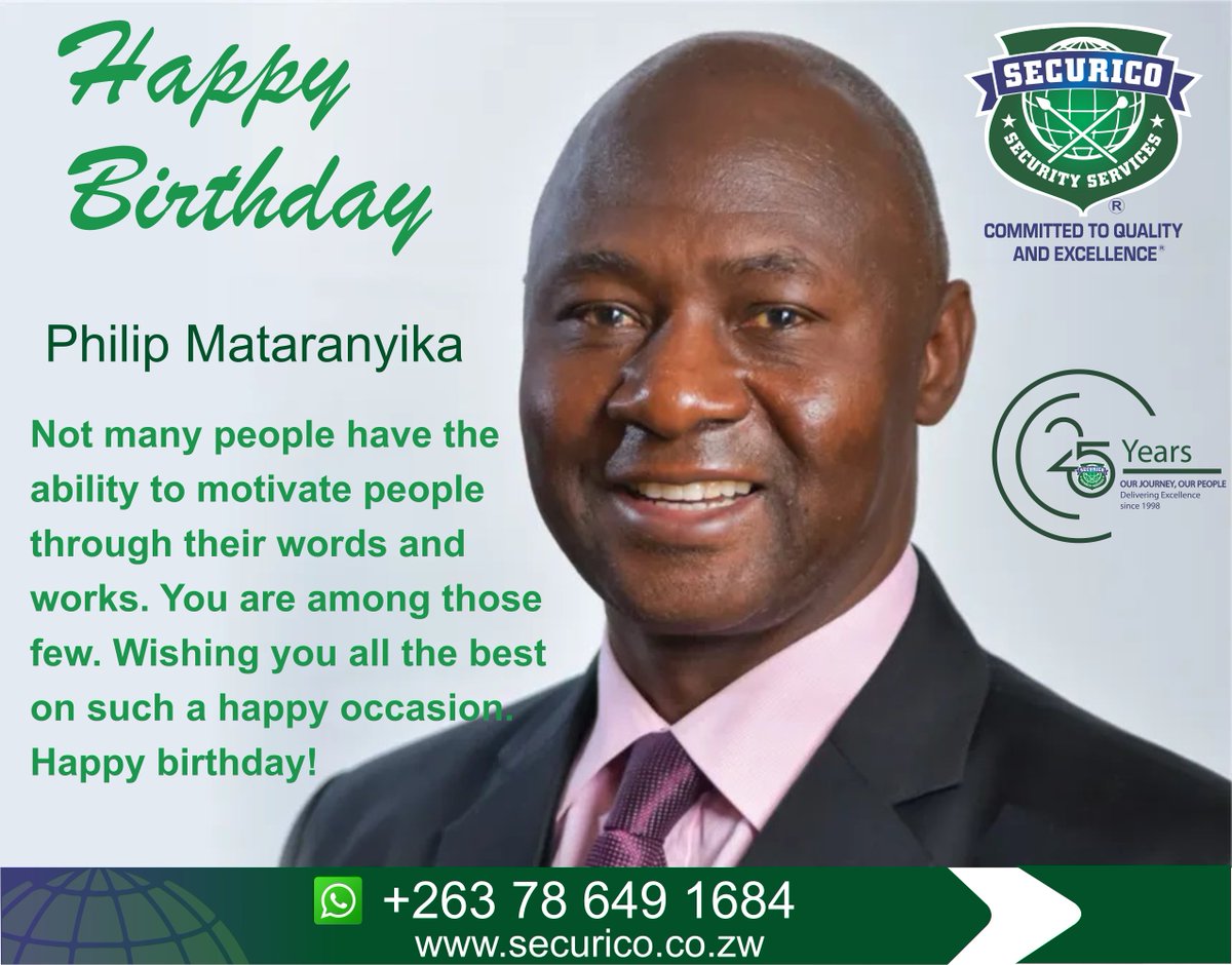 Happy Birthday @philipmataranyika Not many people have the ability to motivate people through their words and works. You are among those few. Wishing you all the best on such a happy occasion. Happy birthday! @Nyaradzo_Group Group @nyaradzogroup