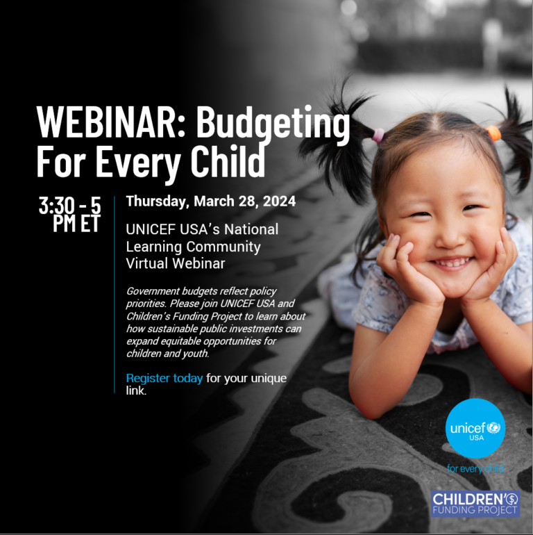 Are you a municipal leader, staff, or advocate looking for ways to fund your goals for children in equitable and sustainable ways? Then join us and @UNICEFUSA tomorrow at 3 PM ET for a webinar to learn how to do just that and more! Register today: bit.ly/3TqkJ1N.