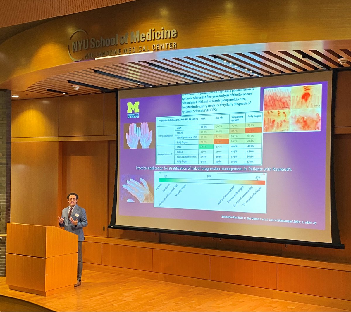NYULH_DeptofMed's tweet image. Thank you to Dr. Dinesh Khanna @sclerodermaUM  @umichmedicine for an insightful Med #GrandRounds @nyugrossman today on recent studies &amp;amp; advances in our understanding of systemic scleroderma - including risk of #Raynaud’sPhenomonen progressing to systemic #scleroderma @NIH_NIAMS