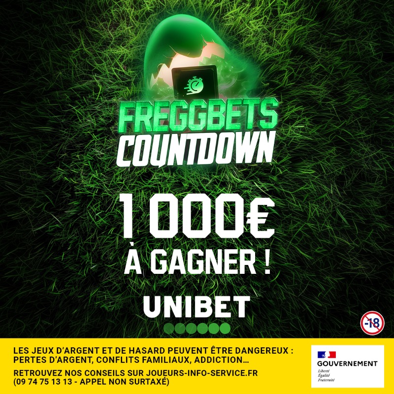 UnibetFrance's tweet photo. Oui tu as bien lu, c'est l'heure du 𝗙𝗥𝗘𝗚𝗚𝗕𝗘𝗧𝗦 𝗖𝗢𝗨𝗡𝗧𝗗𝗢𝗪𝗡 🥚

🧺 Follow @UnibetFrance 
🍫 1000€ de Freebets à gagner 🤑
⏰ Tu as jusqu'à 13h00 pour participer en cliquant ici 👇