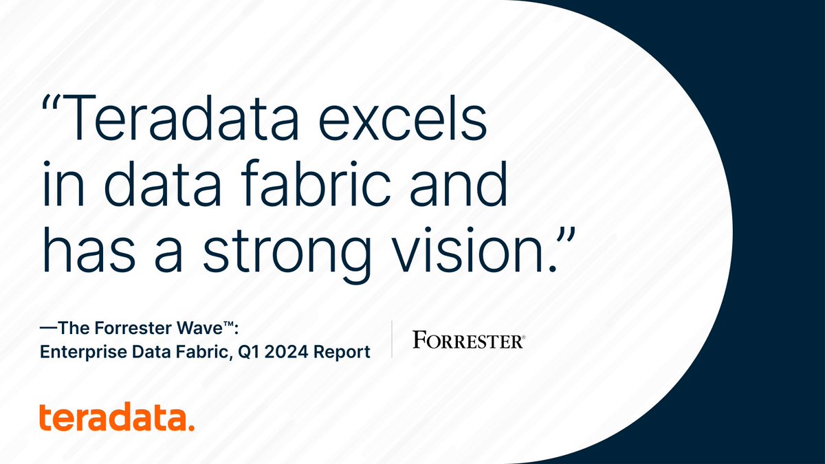 Teradata has been included as a leader in The Forrester Wave™: Enterprise Data Fabric, Q1 2024 report. Experience reliable performance, seamless integration, and faster access to data with Teradata. ms.spr.ly/6015ctekx