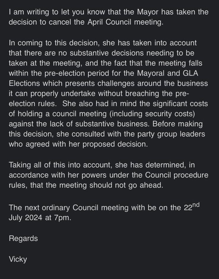 After closing the council chambers to the public at the last council meeting @CamdenCouncil have now taken the decision to cancel next month’s meeting altogether! It doesn’t matter: we will be outside the Town Hall on Monday 15 April anyway calling for ceasefire & divestment!