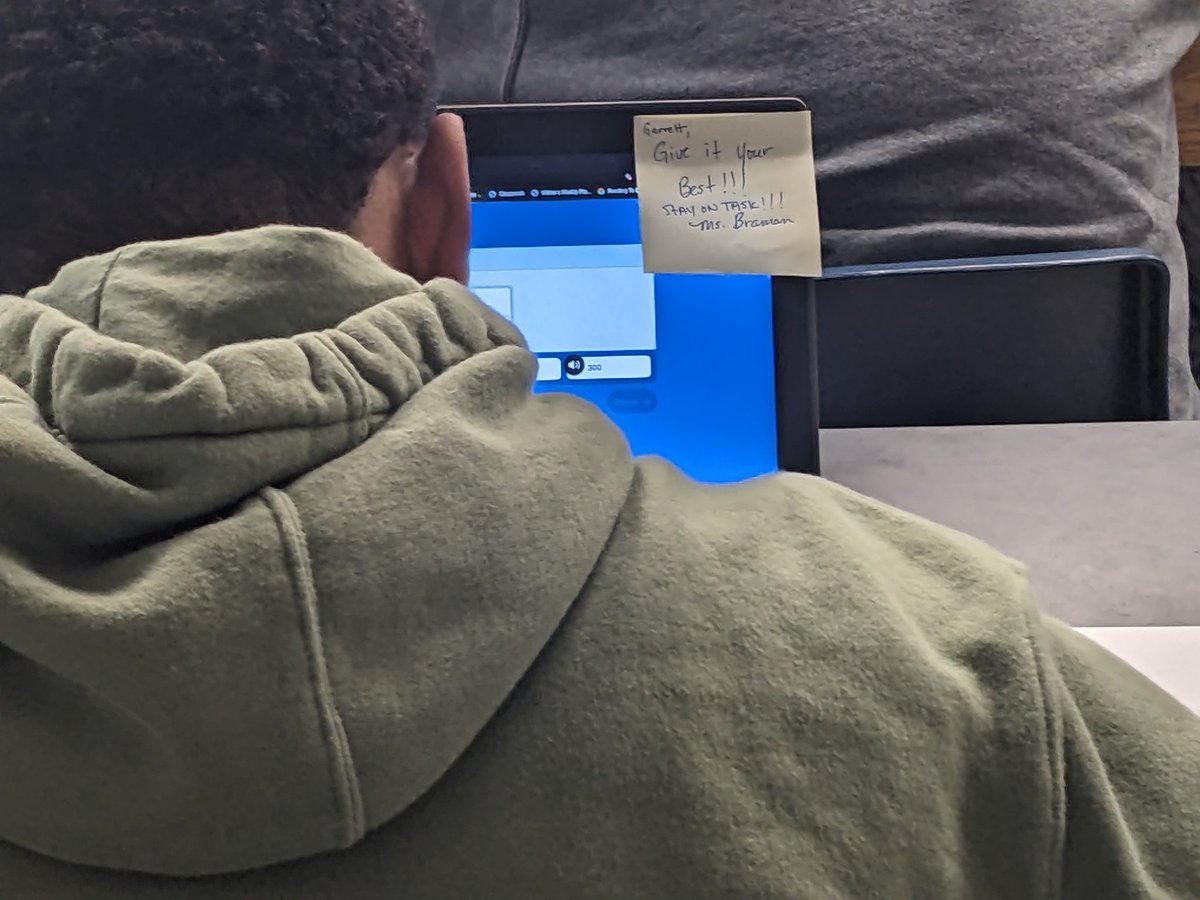 The "pep post-its" were placed on the scholars' scratch paper, but several scholars relocated them to be more readily visible. 💜