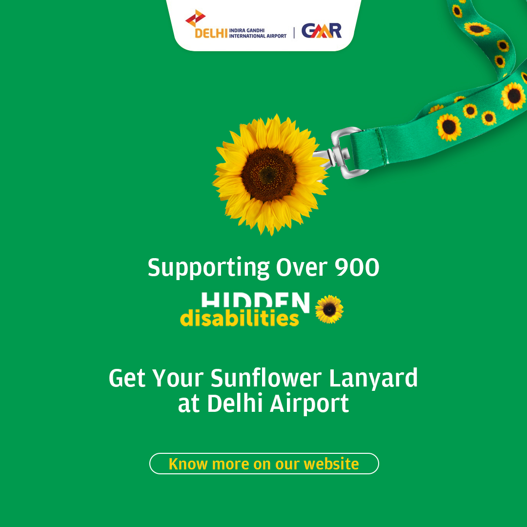 At #DelhiAirport, every passenger is special to us, and hence we ensure timely assistance to everyone. Get your Sunflower lanyard upon arrival at the airport, so we could be of your help.
To know more, visit: bit.ly/SunflowerAtDEL

#SunflowerFriendlyAirport #HiddenDisabilities