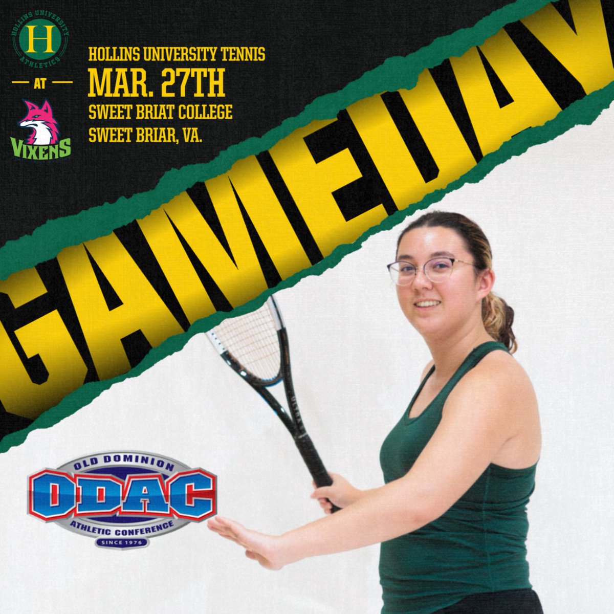GAMEDAY for Hollins tennis with a road trip to Sweet Briar this afternoon. #MyHollins