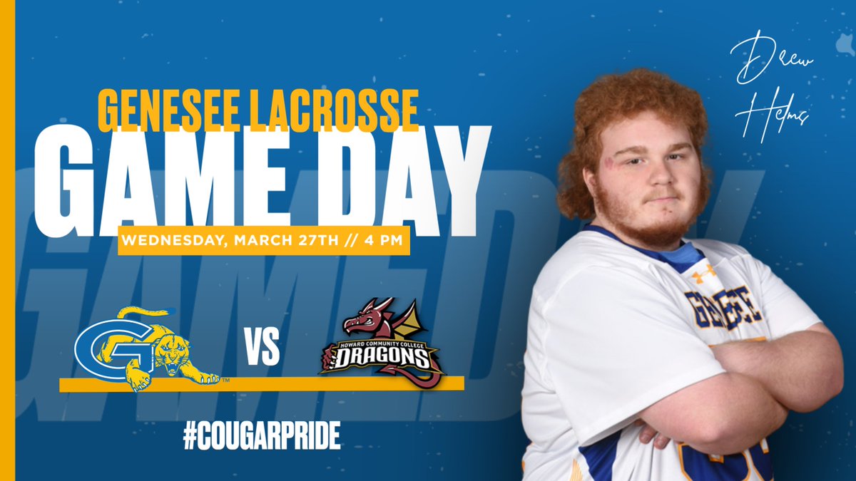Men's Lacrosse takes on Howard CC at HOME!! Come support your Cougars at 4:00 PM. #CougarPride