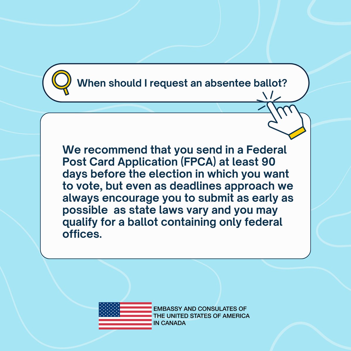 📢U.S. Citizens in Manitoba: Have you requested your absentee ballot yet? All the information you need to vote from abroad can be found at fvap.gov