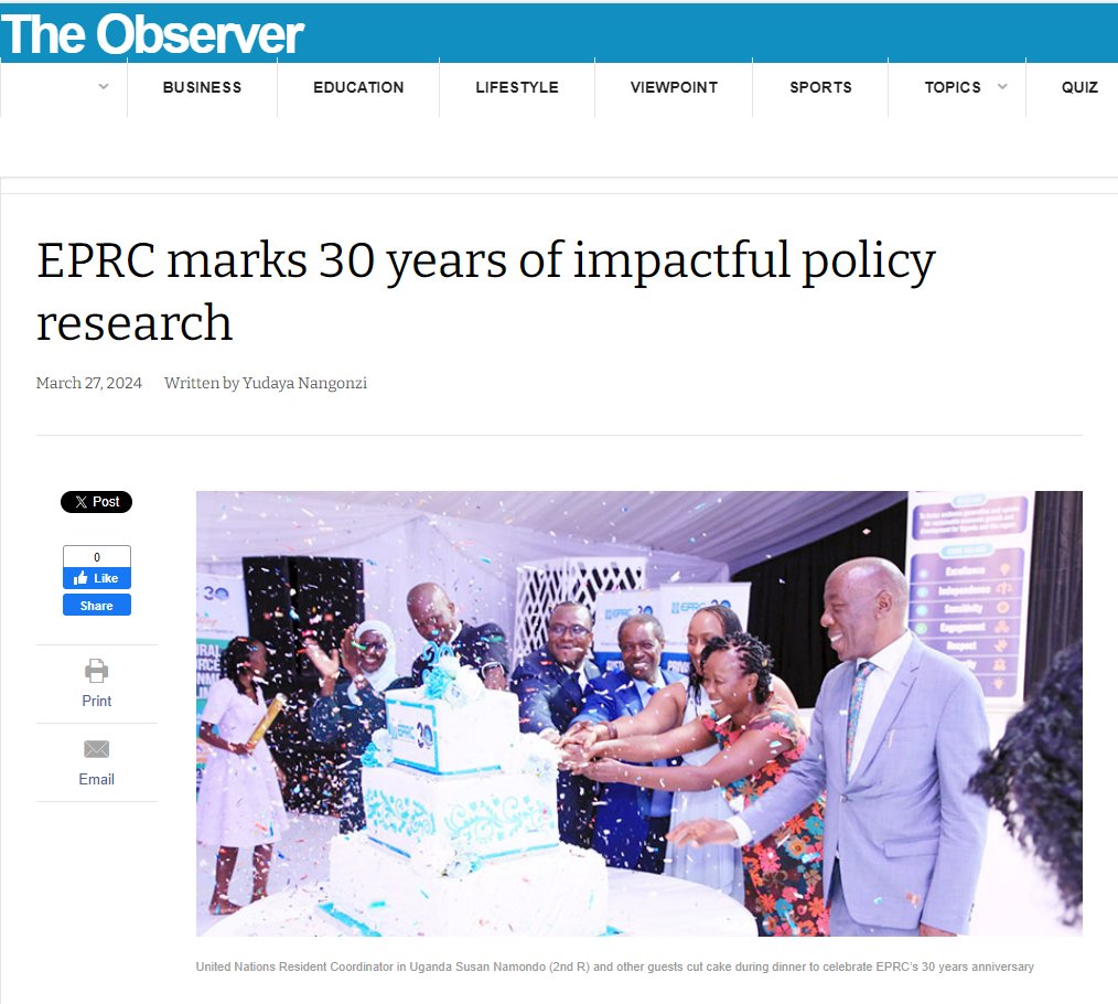 EPRC marks 30 years of impactful policy research observer.ug/index.php/news… via @observerug #eprcat30