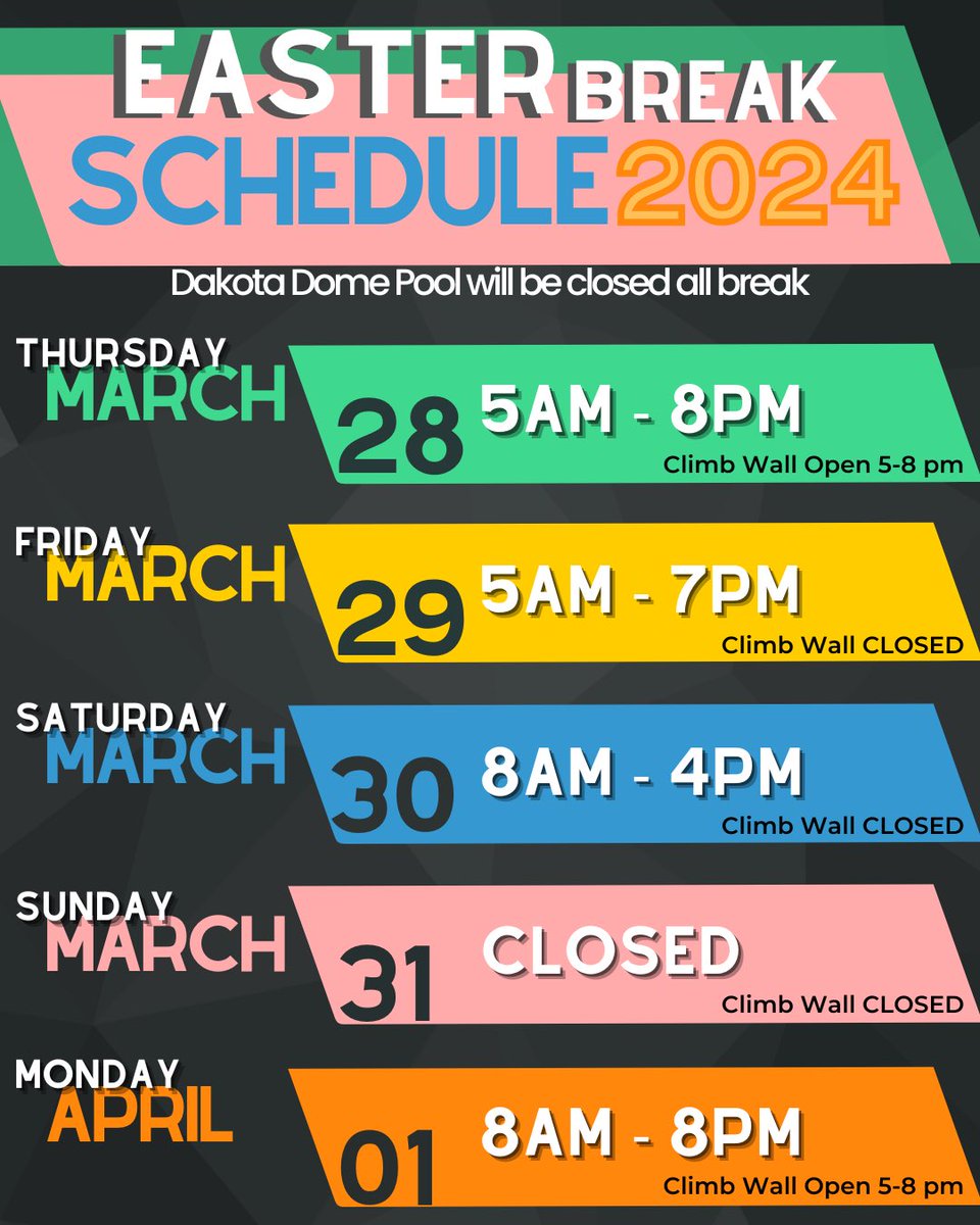 Easter Break Schedule 2024