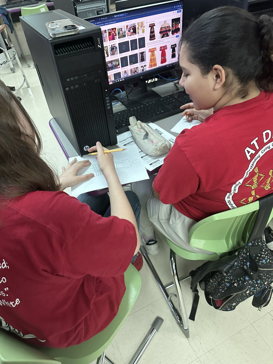 Collaboration is key! Students are working together to create a Fiesta fashion collection connecting the principles of design. @dataedwhite #theDATAway #AmazingDATA @edwhiteneisd @neisd