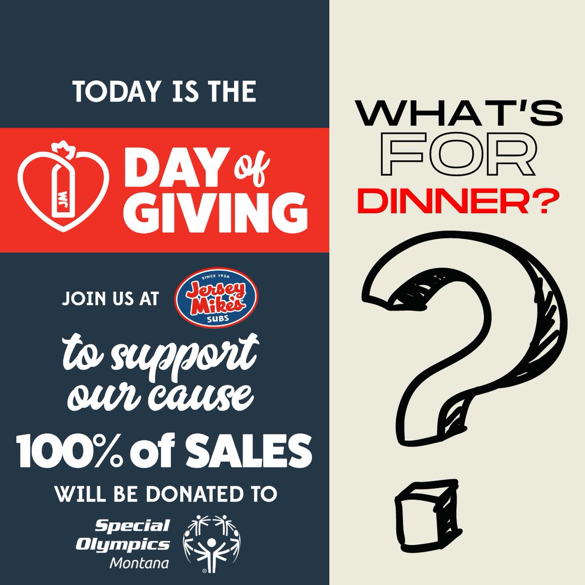TODAY IS THE DAY. WHAT IS ON YOUR MENU FOR DINNER????

#JERSEYMIKESGIVES
@JERSEYMIKES