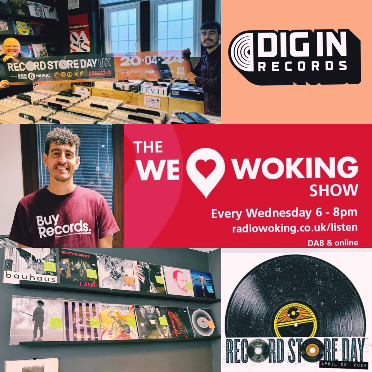 On Tonight's show - Justin Galbraith @DiginRecords talks about his business & #RecordStoreDay2024 
Plus #Woking events,fun,laughter & some great music!
Join us 6-8pm LIVE @RadioWoking 
Ask Alexa/Google to play Radio Woking.
#WeLoveWoking #RadioWoking #ProperLocalRadio #LocalRadio